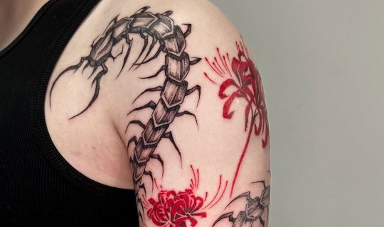 centipede-spiderlily-tattoo
