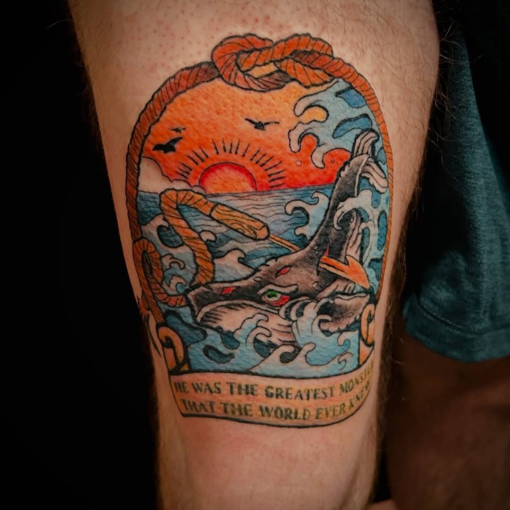 捕鯨のアメリカントラディショナルタトゥー(アメトラ)